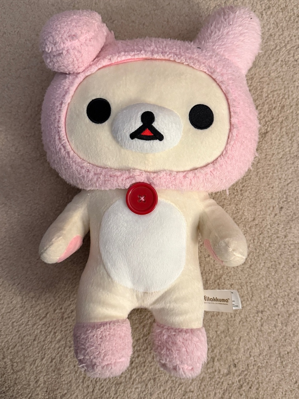 Rilakkuma Pink & Cream Plush Bear - Soft Kids Stuffed Animal